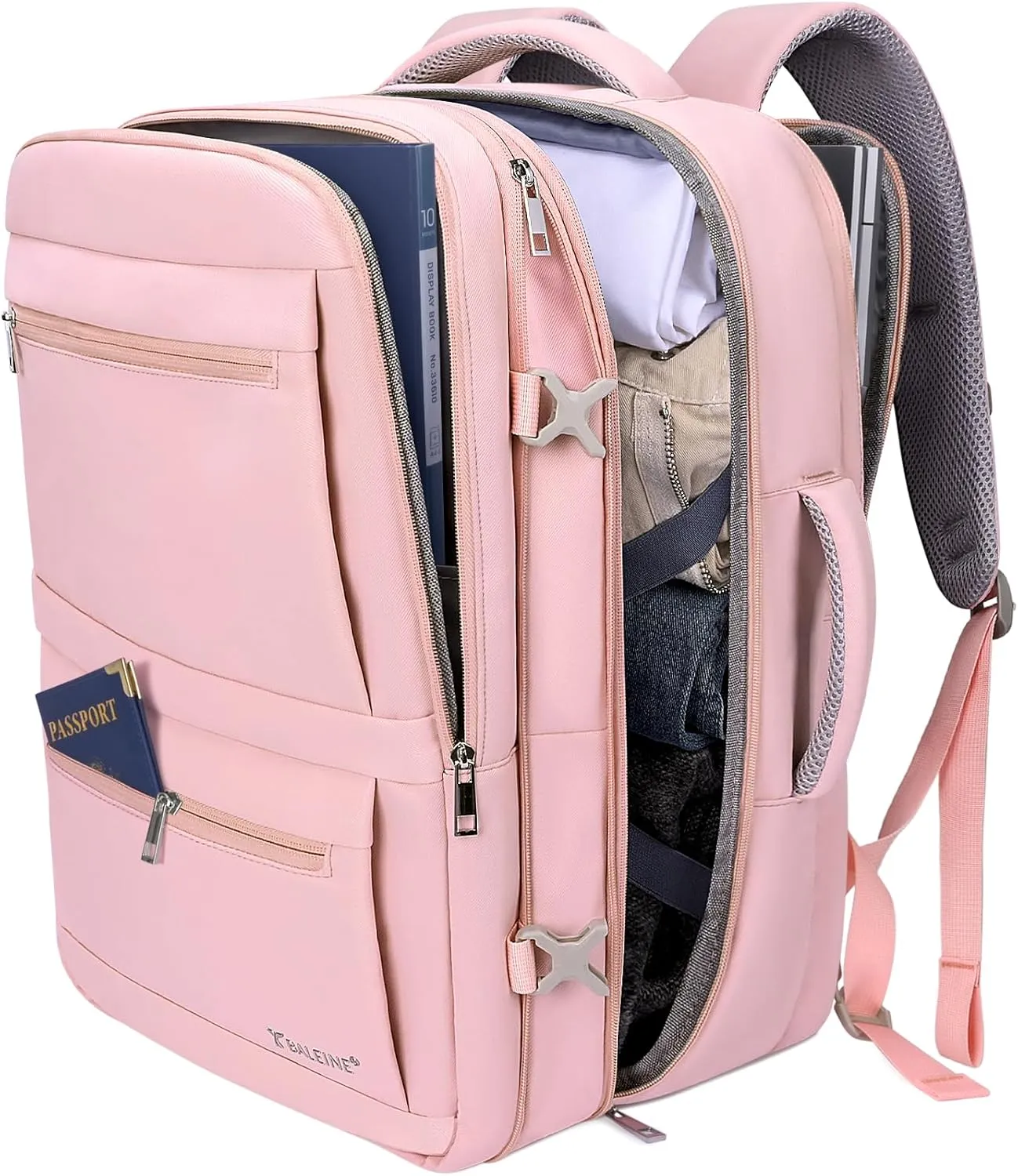 BALEINE Travel Backpack for Women Men, Large Sturdy Carry On Laptop Backpack Gifts for Business, Casual, Weekender, Hiking (XL, Pink)