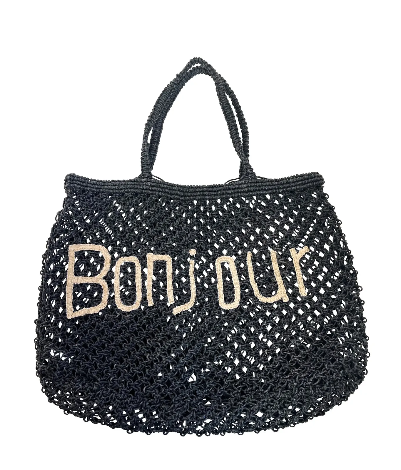 Black Bonjour Woven Tote