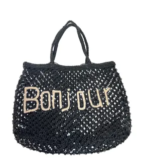 Black Bonjour Woven Tote