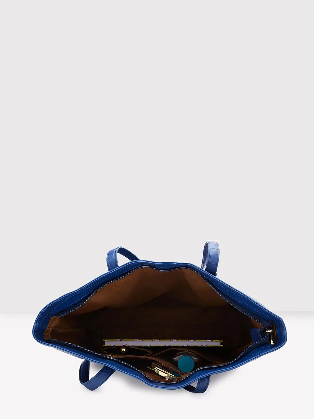 Caprese Westwood Croco Tote Medium Navy