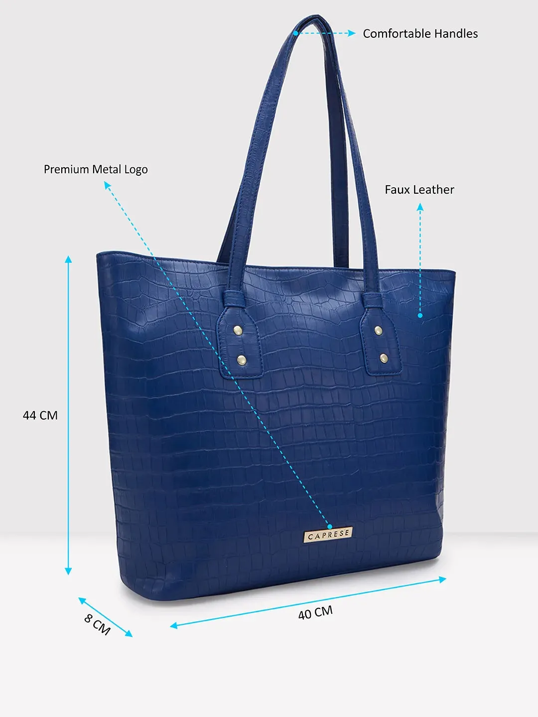 Caprese Westwood Croco Tote Medium Navy