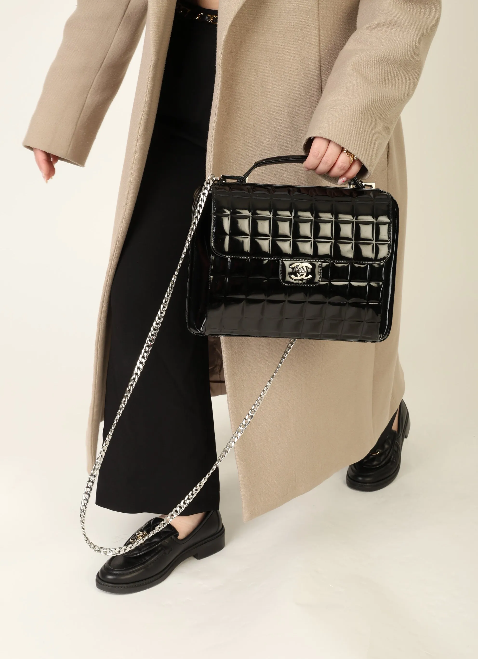 Chanel 2002 Patent Chocolate Bar Briefcase