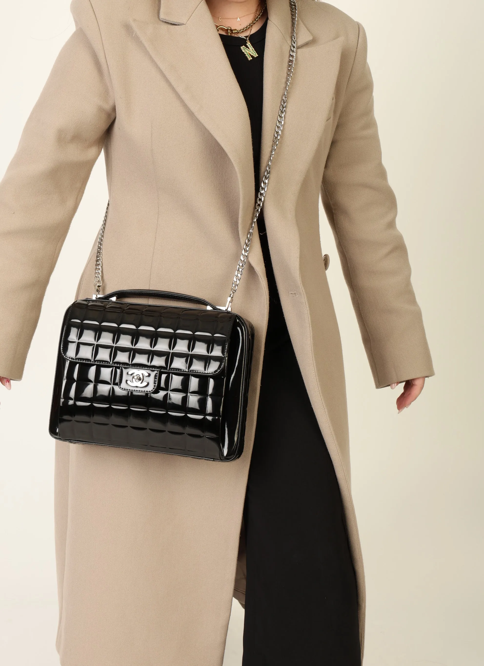 Chanel 2002 Patent Chocolate Bar Briefcase