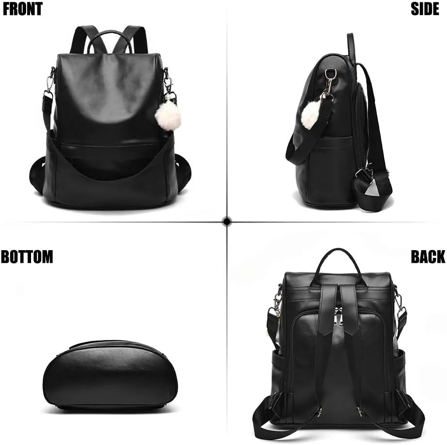 CHERUTY Women Backpack Purse PU Leather Anti-theft Casual Shoulder Bag Fashion Ladies Satchel Bags