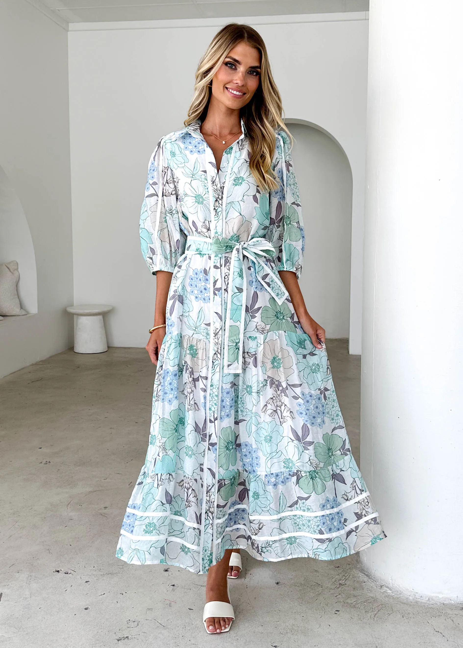 Chesire Maxi Dress - Blue Floral