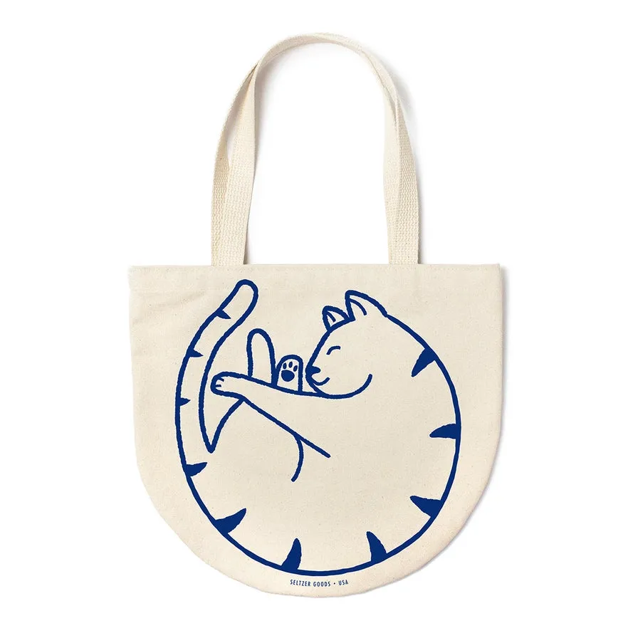 Curled Cat Round Tote Bag