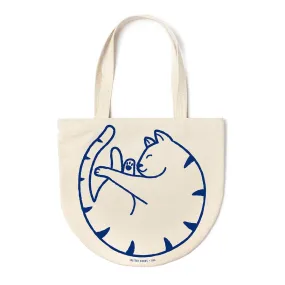 Curled Cat Round Tote Bag