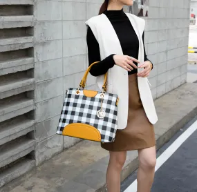 Gabriella Chic Checkered Handbag and Wallet Combo by MKF Collection