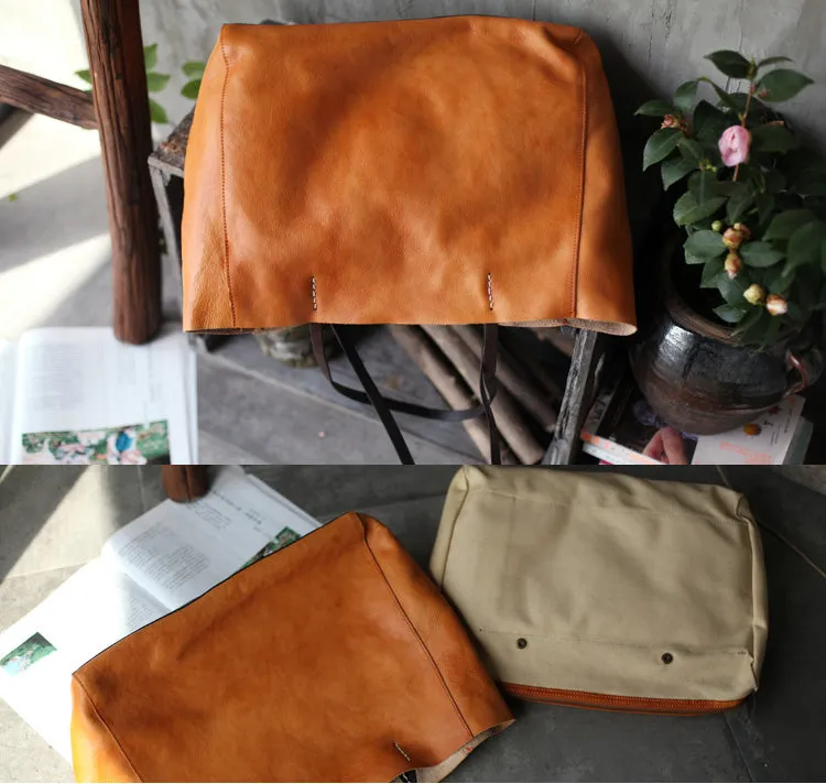 Handmade Womens Brown Leather Tote Bags Handbags Shoulder Tote Bag for Women