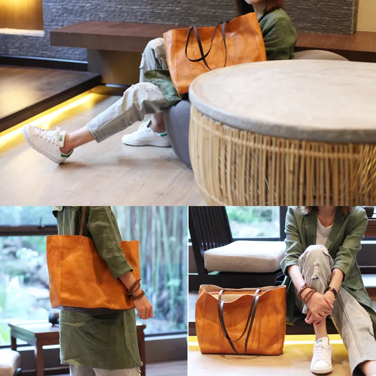 Handmade Womens Brown Leather Tote Bags Handbags Shoulder Tote Bag for Women