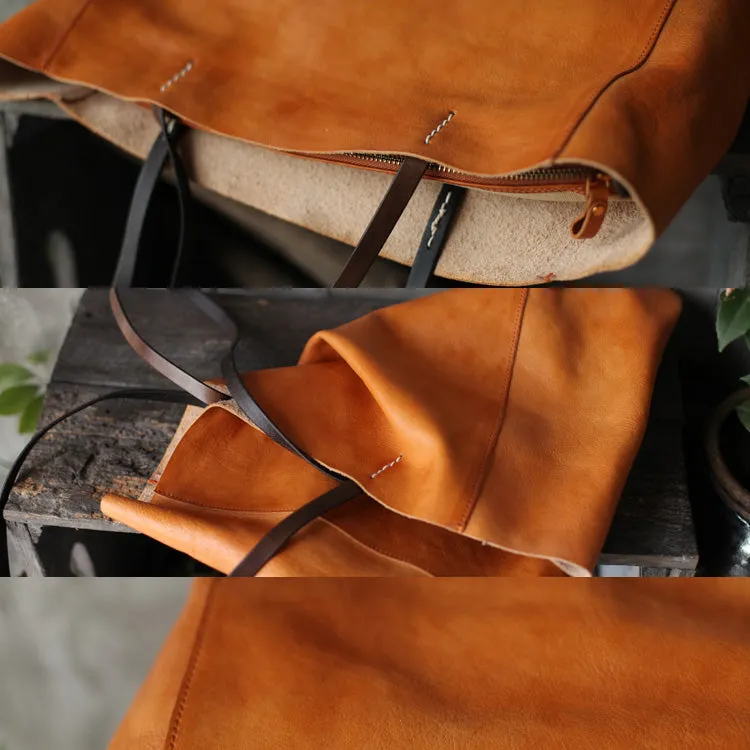 Handmade Womens Brown Leather Tote Bags Handbags Shoulder Tote Bag for Women