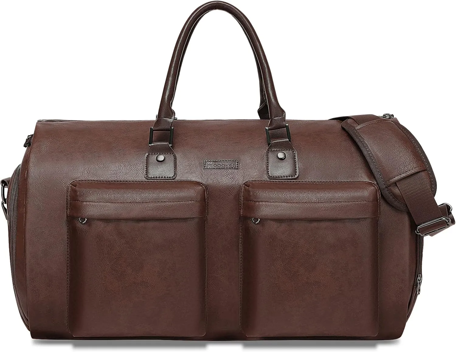 Leather Garment Bag for Travel, Modoker Carry On Suit Carrier Travel Bag with Shoulder Strap/Multiple Pockets - Ideal for Business Trips & Weekend Getaways - The Garment Duffel Bag for Traveling Men,