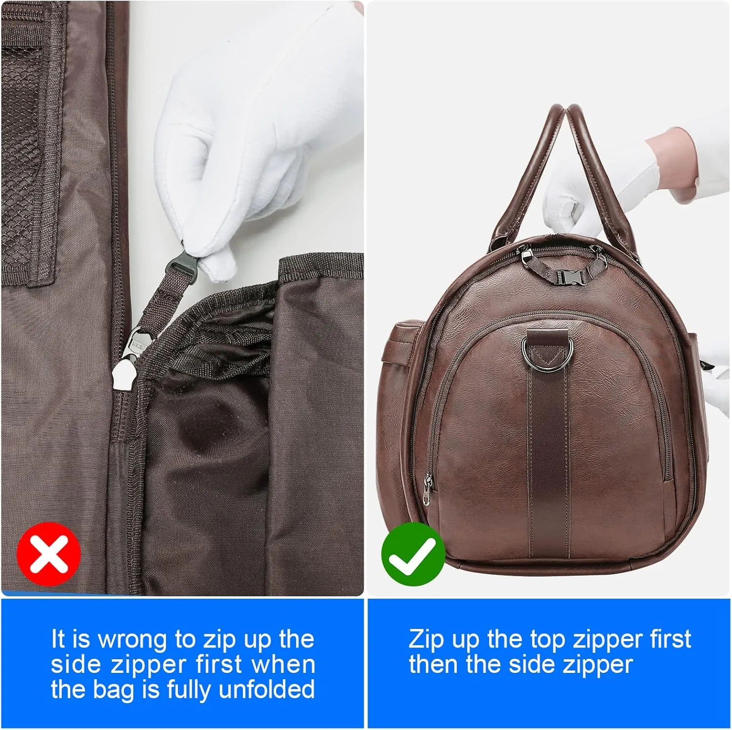 Leather Garment Bag for Travel, Modoker Carry On Suit Carrier Travel Bag with Shoulder Strap/Multiple Pockets - Ideal for Business Trips & Weekend Getaways - The Garment Duffel Bag for Traveling Men,