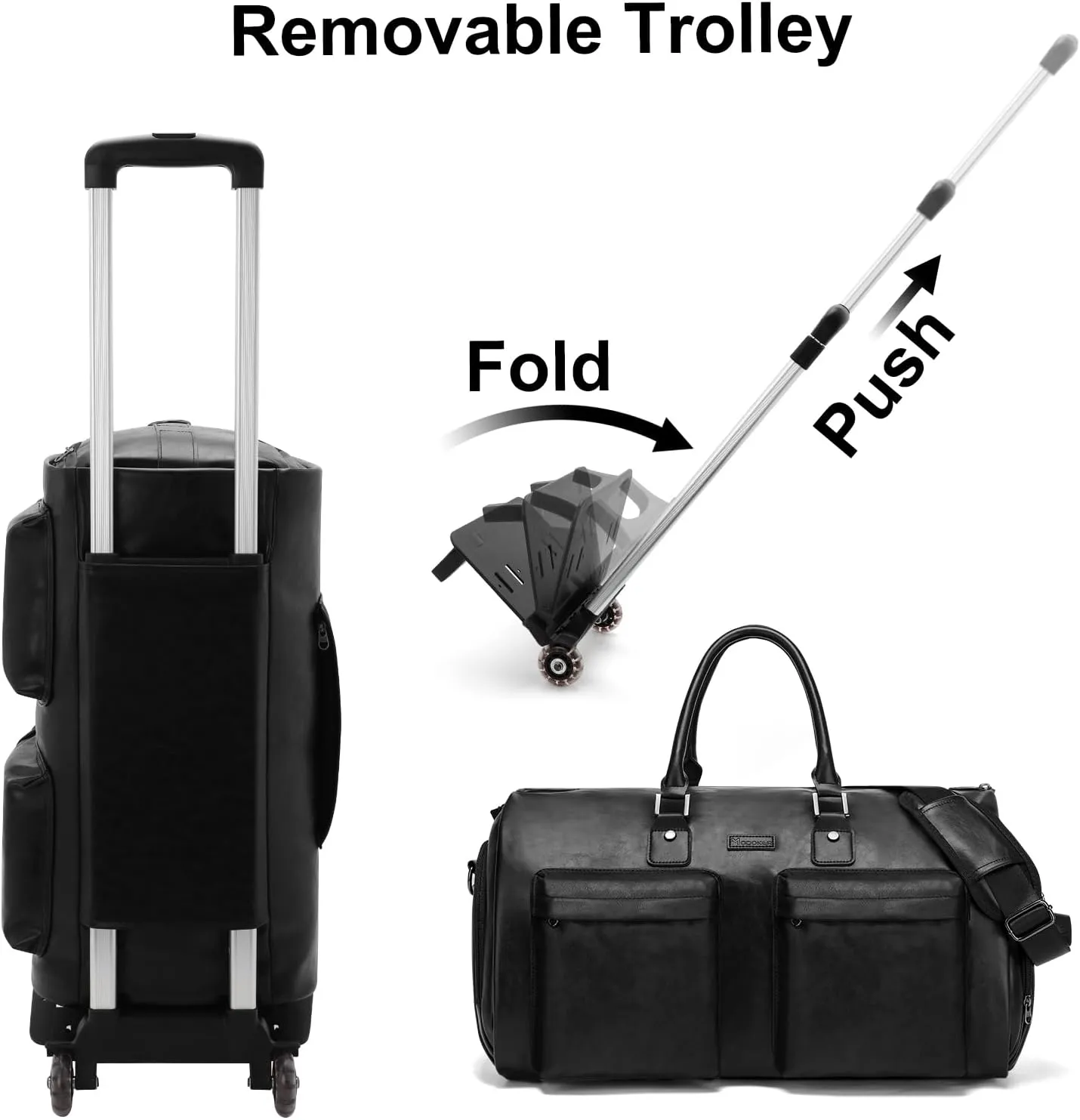Leather Garment Bag for Travel, Modoker Carry On Suit Carrier Travel Bag with Shoulder Strap/Multiple Pockets - Ideal for Business Trips & Weekend Getaways - The Garment Duffel Bag for Traveling Men,
