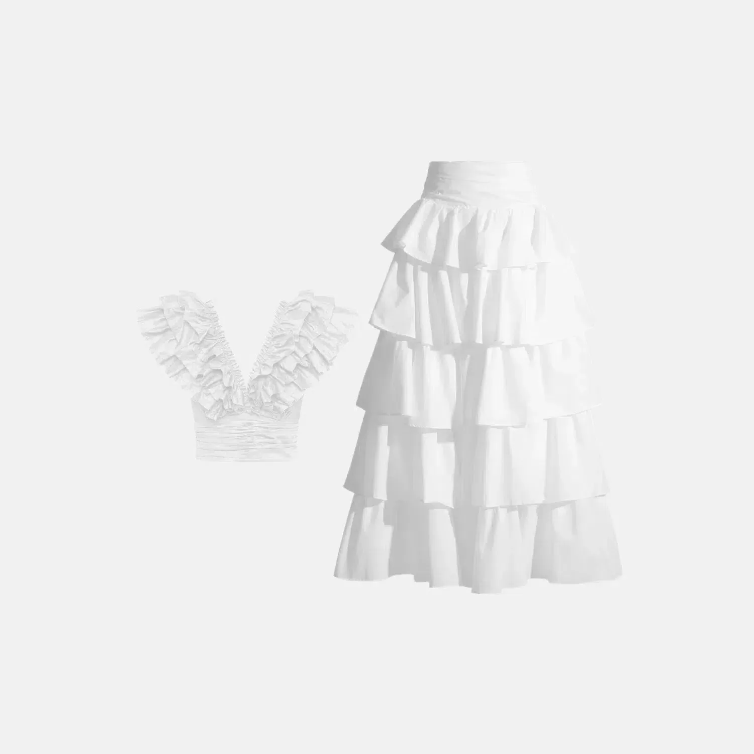 Liberté Luxe Set – White – Flowing high-waisted skirt