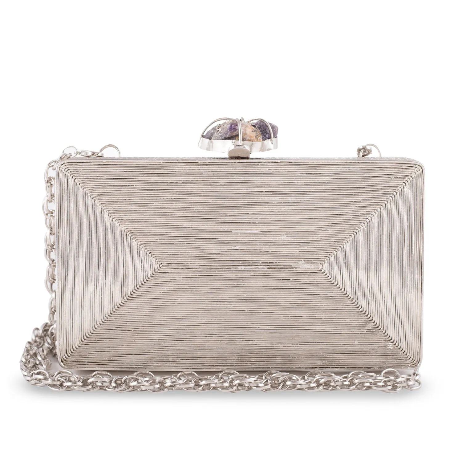 Lines Silver Clutch - Reversible clutch bag for women