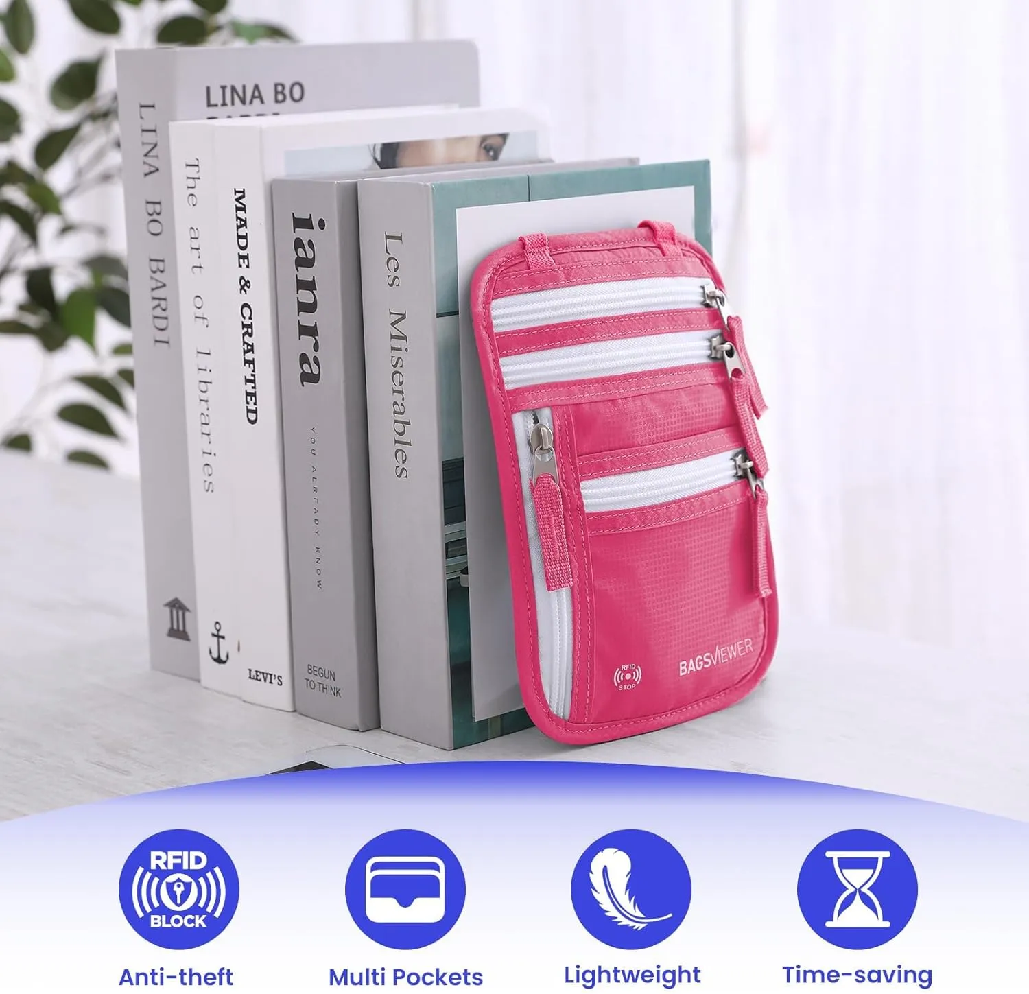 Neck Wallet, RFID Blocking Passport Holder for Travel, Waterproof and Slim Pouch with Adjustable Neck Strap for Men, Women to Secure Cash and Credit Cards, 8" × 8.5"