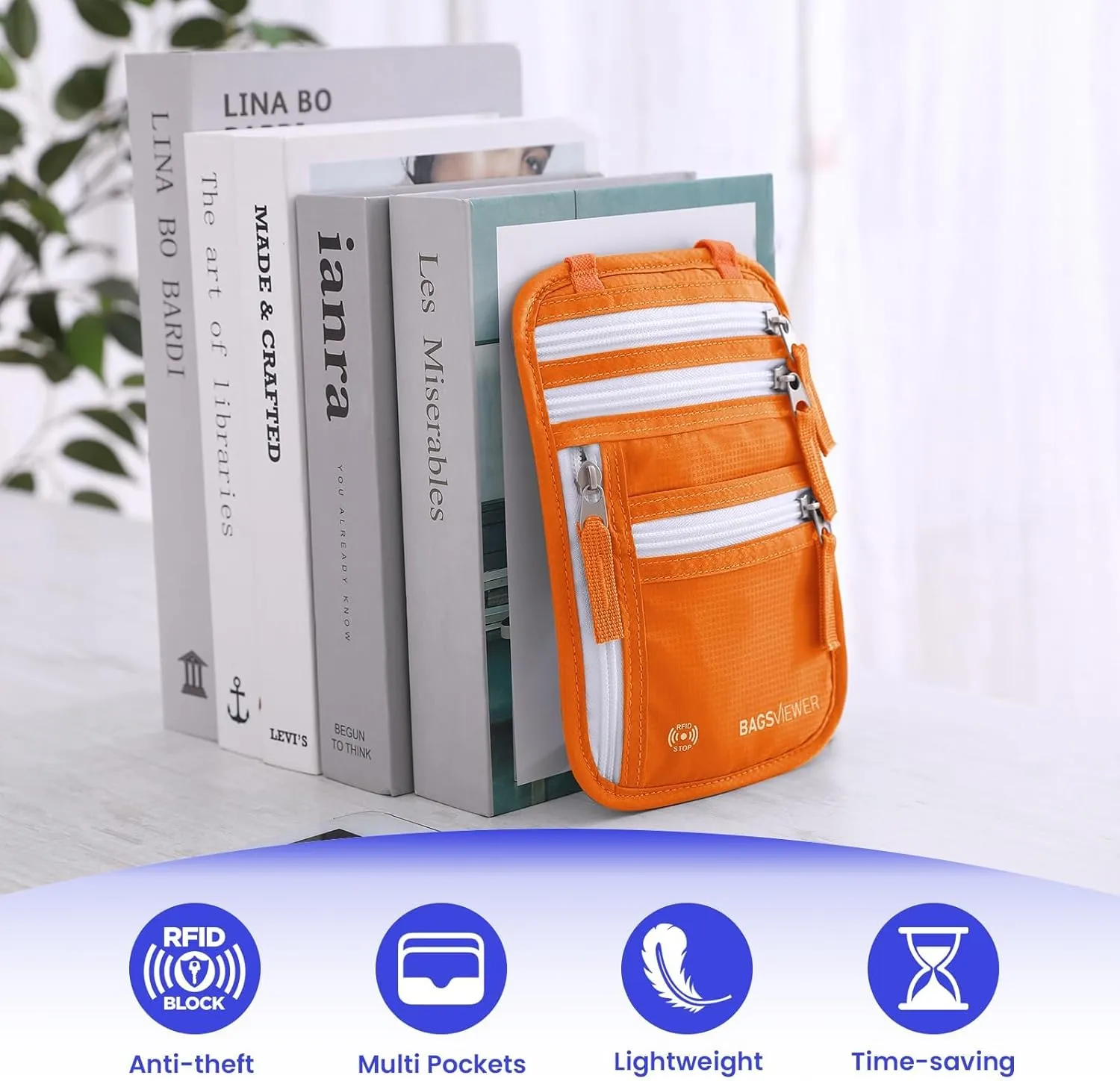 Neck Wallet, RFID Blocking Passport Holder for Travel, Waterproof and Slim Pouch with Adjustable Neck Strap for Men, Women to Secure Cash and Credit Cards, 8" × 8.5"