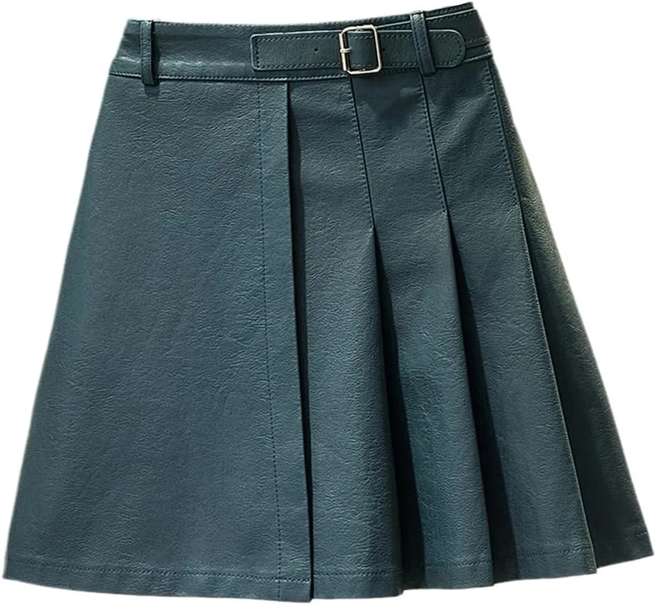 Pleated Leather Mini Skirt Elegant High-Waisted Women's Summer Skirts