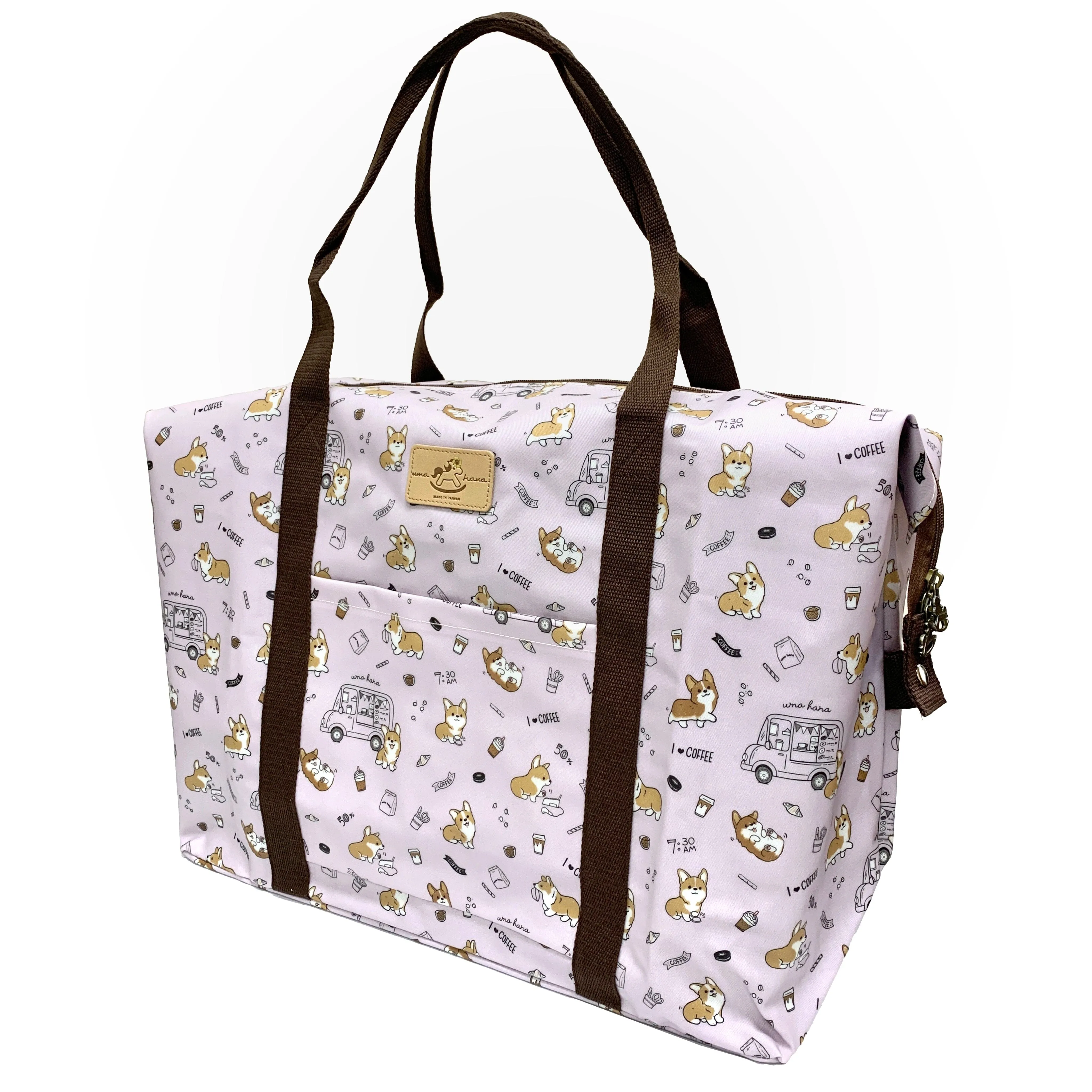 Purple Corgis & Coffee Extra Large Travel Tote