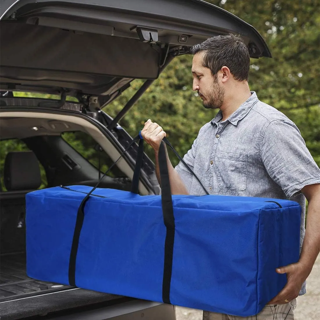 Sports Duffle Bag - Extra Large Travel Duffel Luggage Bag with Upgrade Zipper, Sturdy & Water Resistant, Black (Blue 45inch)