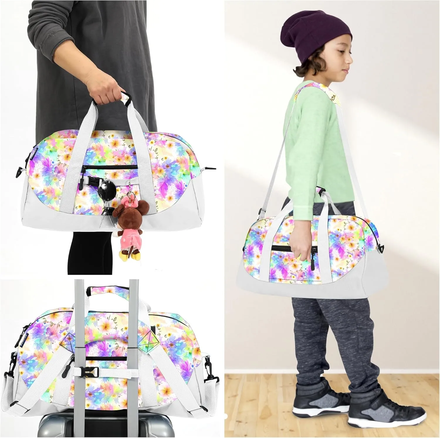 Stumdo Kids Overnighter Duffel Bags for kids, Carry-On Size & Ideal for School Practice or Overnight Travel Weekender Tote for Travel Gym Sport bag for Boys & Girls, 11-fhua, Style