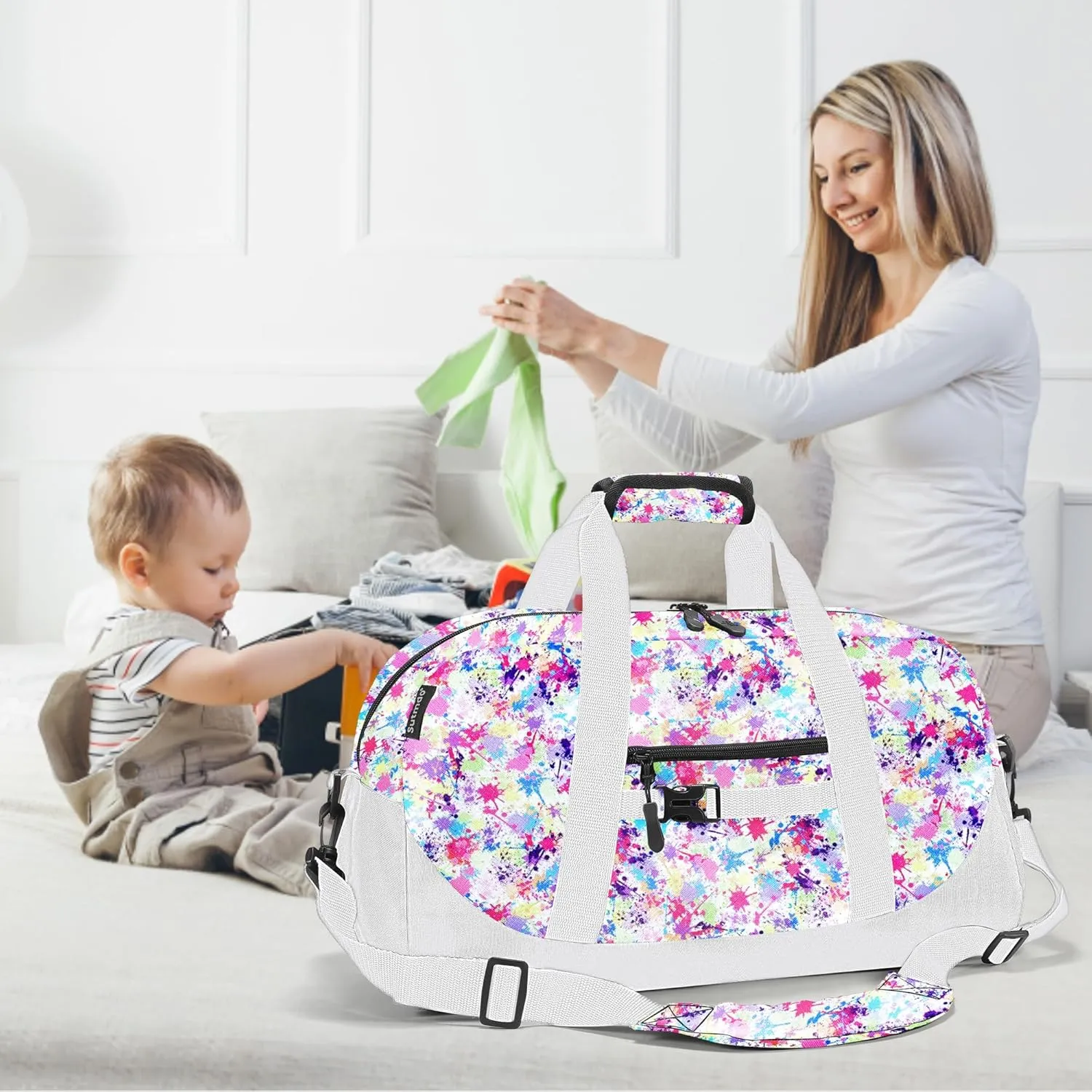 Stumdo Kids Overnighter Duffel Bags for kids, Carry-On Size & Ideal for School Practice or Overnight Travel Weekender Tote for Travel Gym Sport bag for Boys & Girls, 11chua, Style