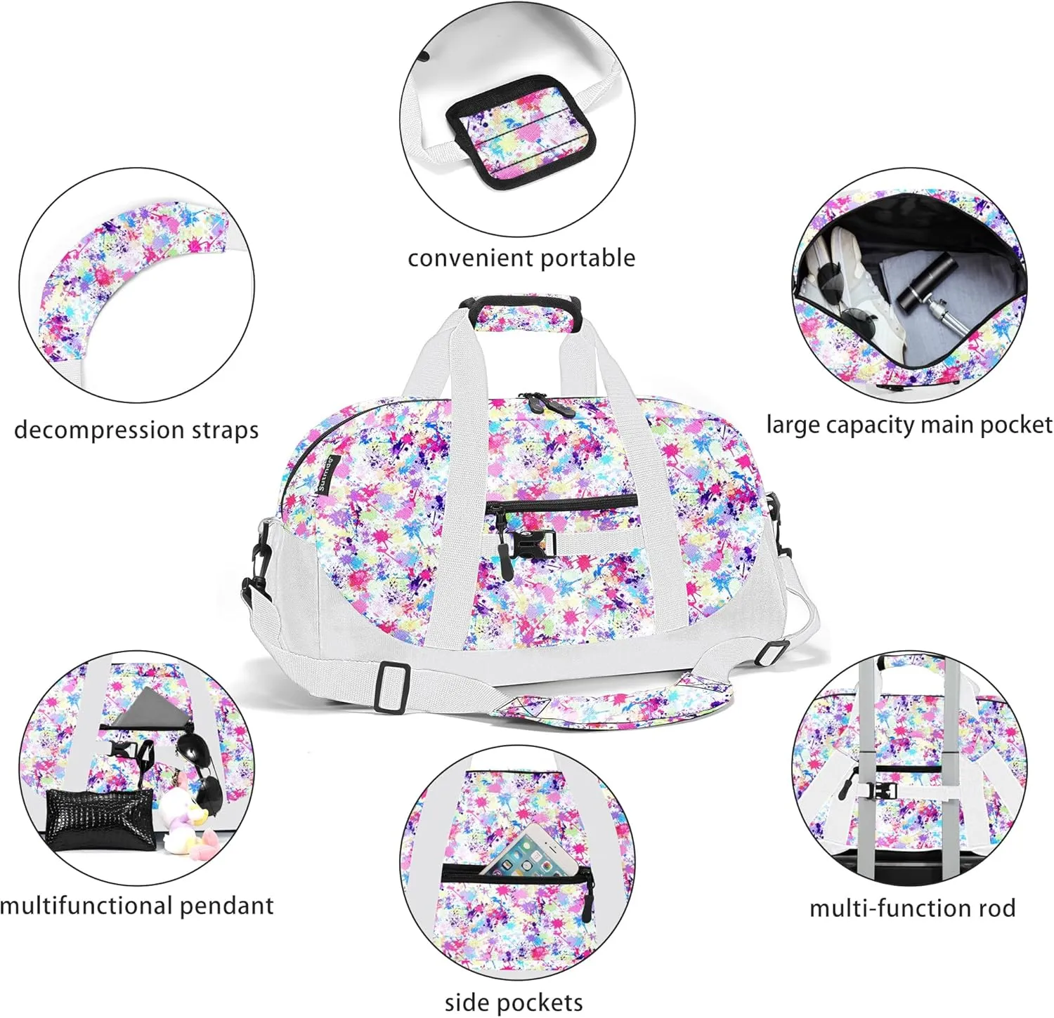 Stumdo Kids Overnighter Duffel Bags for kids, Carry-On Size & Ideal for School Practice or Overnight Travel Weekender Tote for Travel Gym Sport bag for Boys & Girls, 11chua, Style