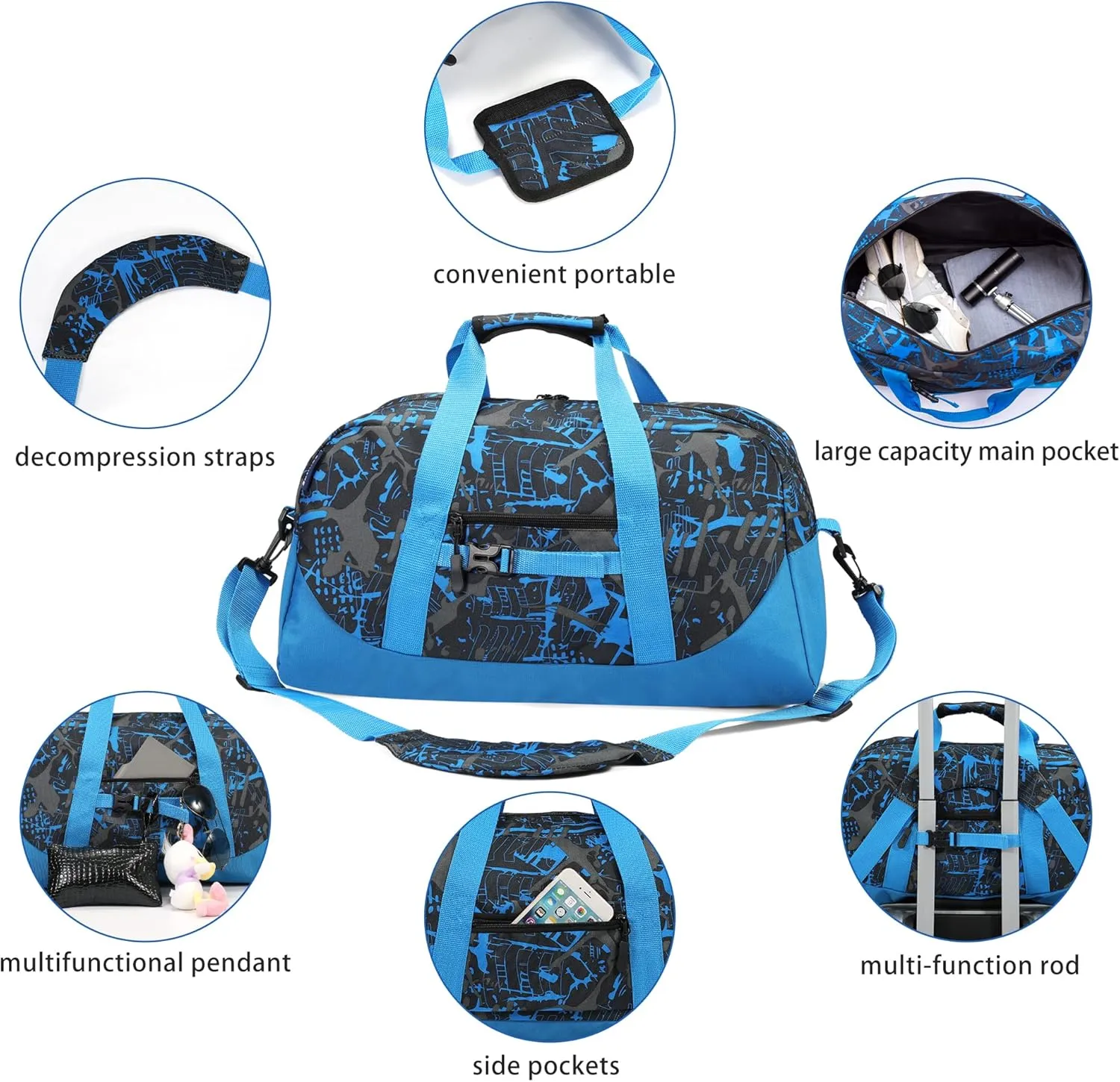 Stumdo Kids Overnighter Duffel Bags for kids, Carry-On Size & Ideal for School Practice or Overnight Travel Weekender Tote for Travel Gym Sport bag for Boys & Girls, 11tylan, Style
