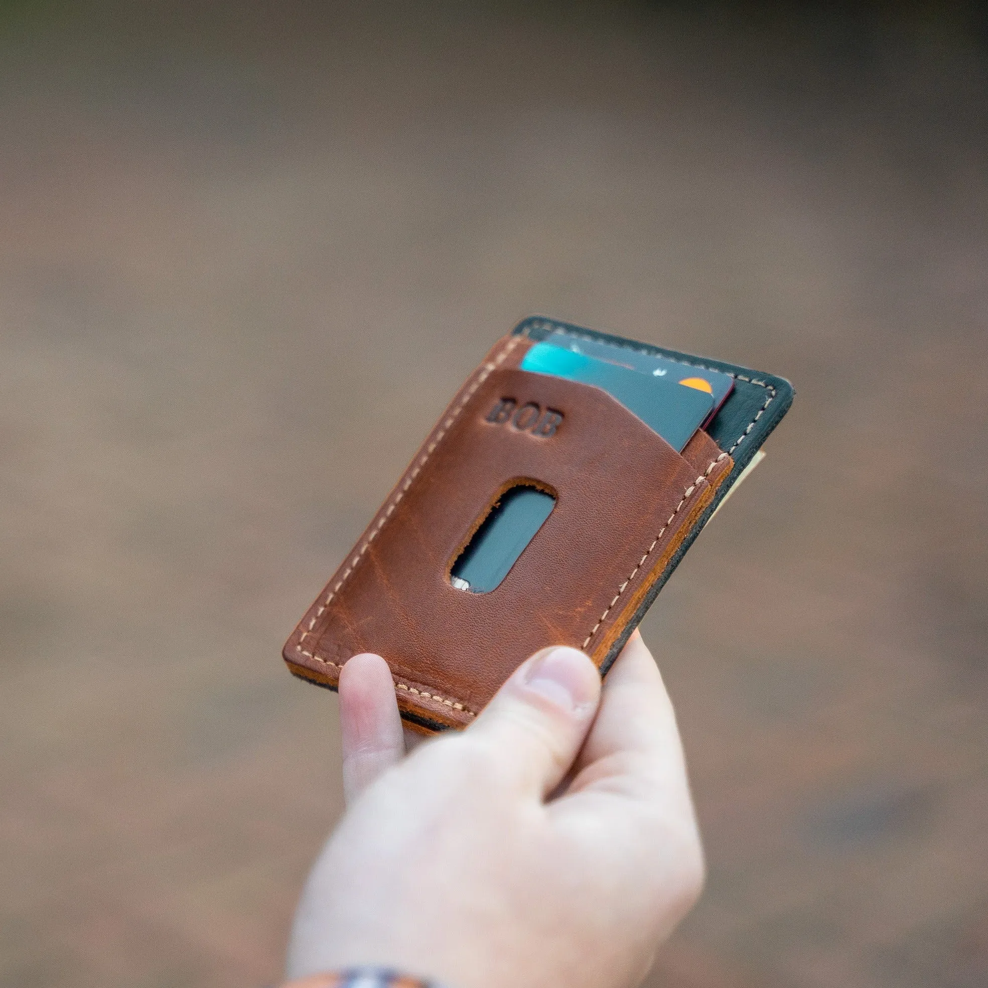 The Levi Fine Leather Vertical Magnetic Money Clip Wallet