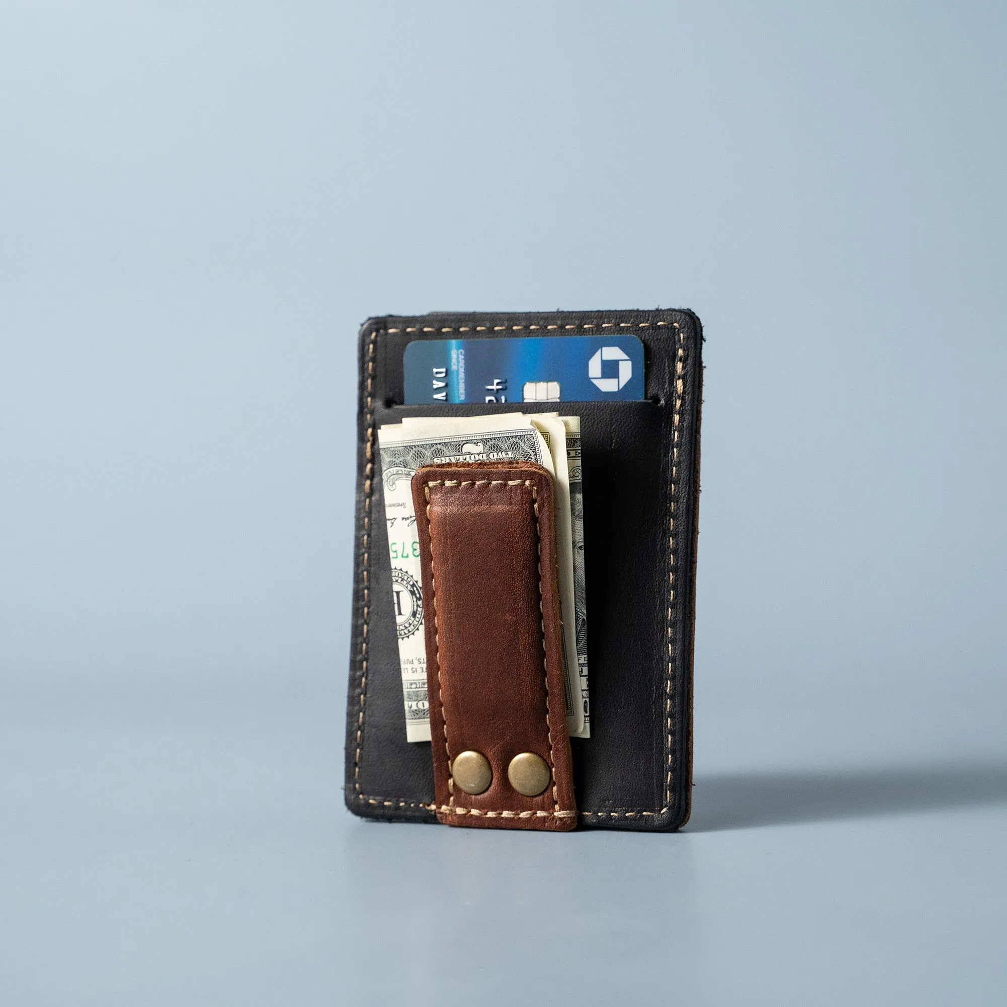 The Levi Fine Leather Vertical Magnetic Money Clip Wallet