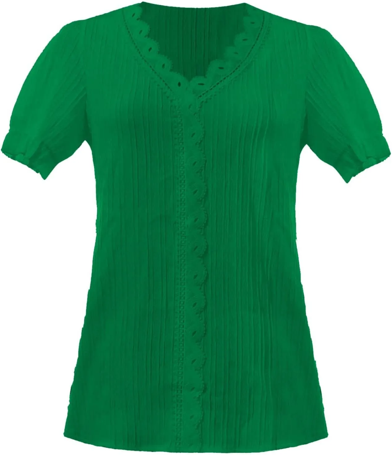 Women Summer Lace V Neck Plain Lace Elegant Shirt Solid Color Elegant Short Sleeve Comfy Flattering Tunic Tops for Women