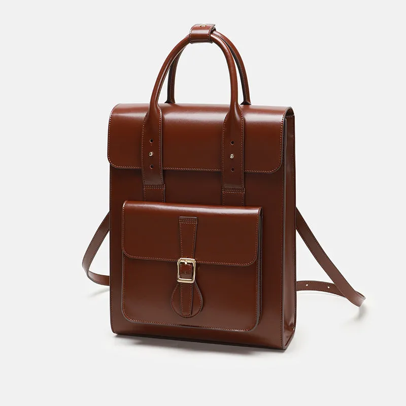 Womens Genuine Leather Flap Satchel Laptop Backpack Briefcase Bags