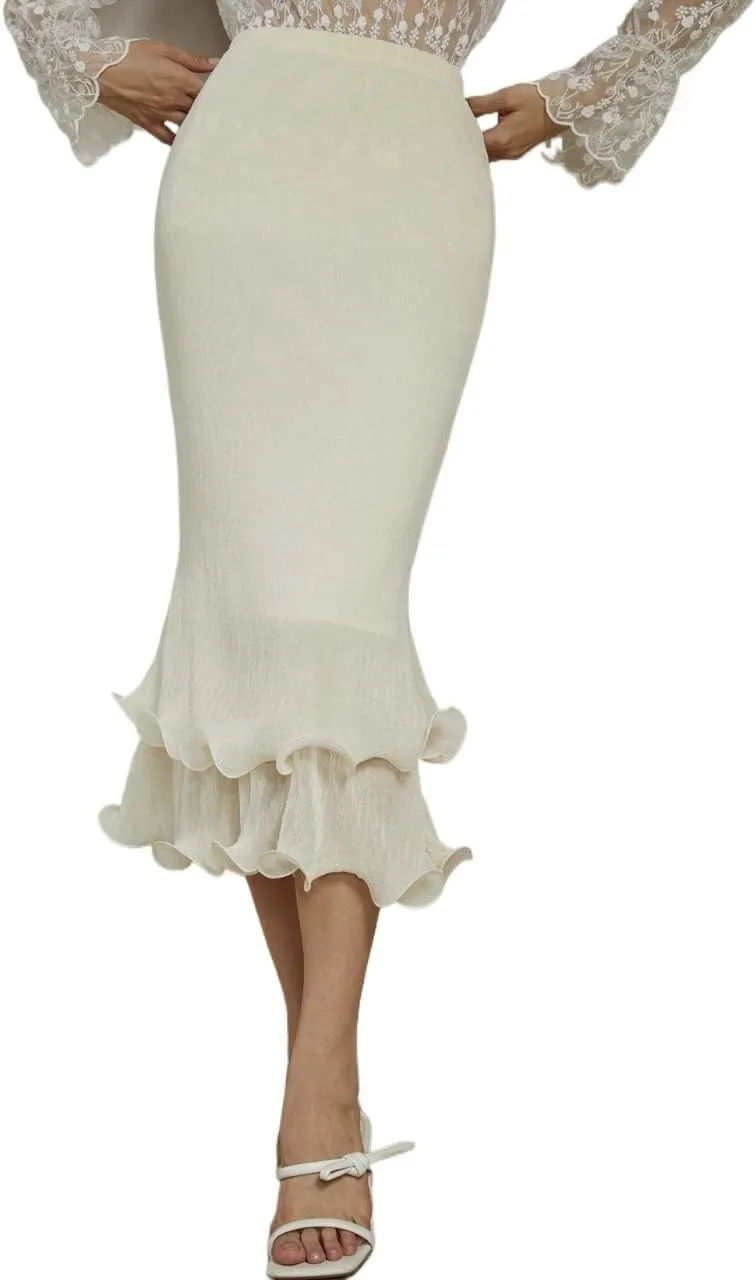 Women's Trendy Beach Skirts Elegant Ruffle Trim Skirt Maxi Women