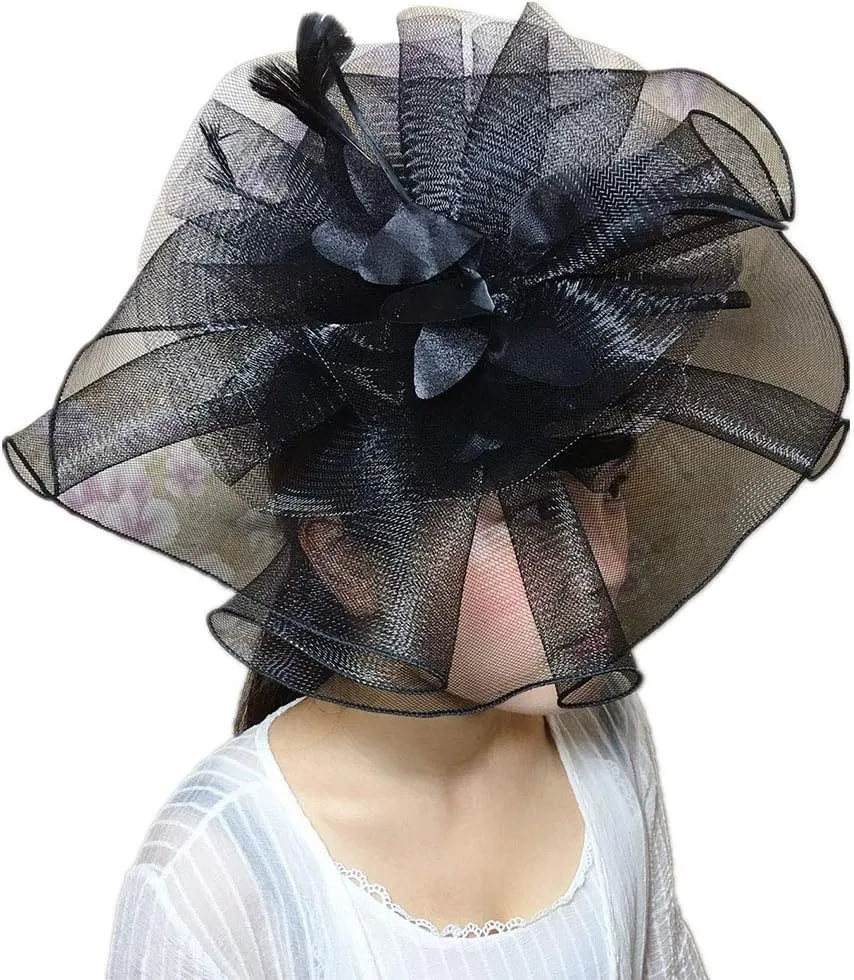YSJOY Elegant Veil Mesh Feather Fascinator Hat Flower Wedding Party Hat